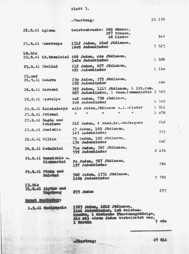 Jäger Report of Einsatzcommando 3 - Page 3