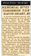 David Smart - obituary, Chicago Tribune, 18/10/1952
